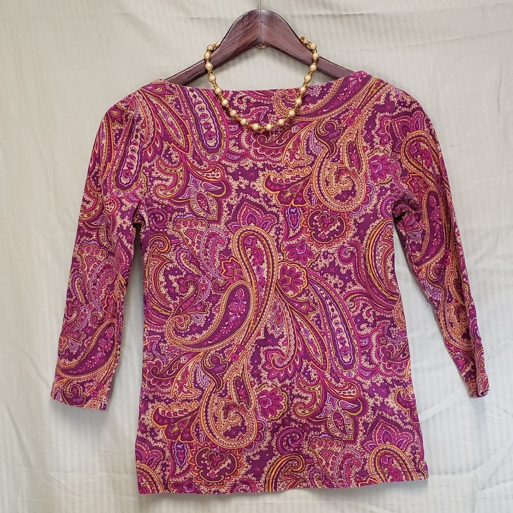 🍁Size PP.  Jones New York 3/4 Sleeve Paisley Print Tee.